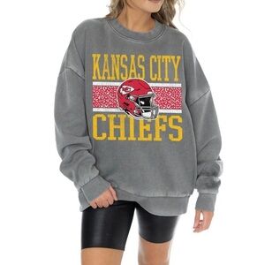 Women's Gameday Couture Gray Kansas City Chiefs Vintage Wash Fleece Pullover XXL